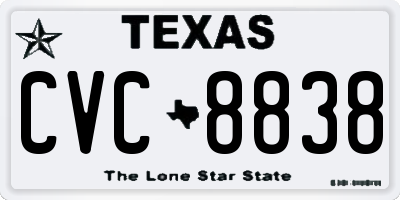 TX license plate CVC8838