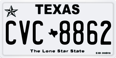TX license plate CVC8862