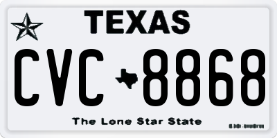TX license plate CVC8868