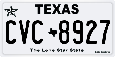 TX license plate CVC8927