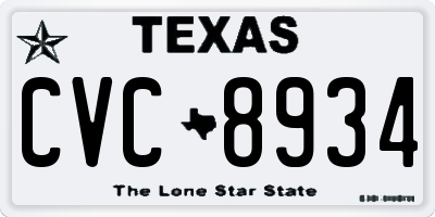 TX license plate CVC8934
