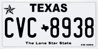 TX license plate CVC8938