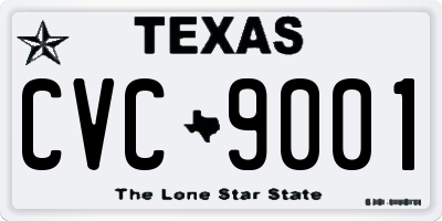 TX license plate CVC9001