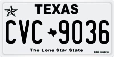 TX license plate CVC9036