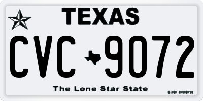 TX license plate CVC9072