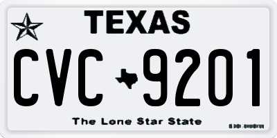TX license plate CVC9201