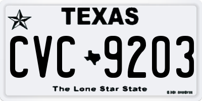 TX license plate CVC9203