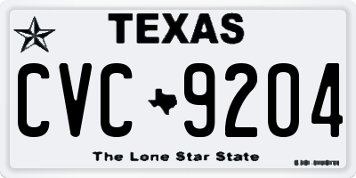 TX license plate CVC9204
