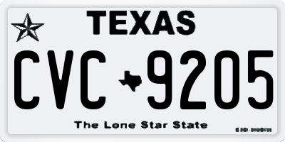 TX license plate CVC9205