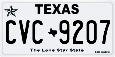 TX license plate CVC9207