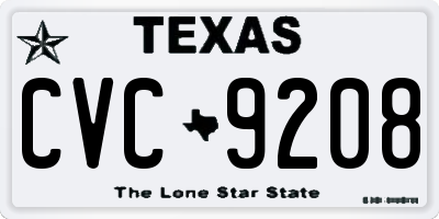 TX license plate CVC9208