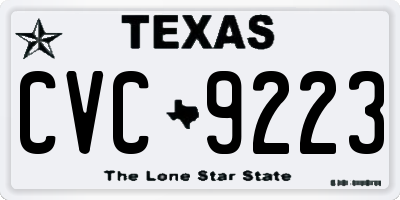 TX license plate CVC9223