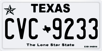 TX license plate CVC9233