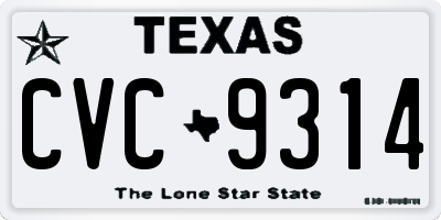 TX license plate CVC9314