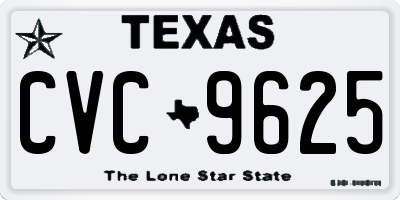 TX license plate CVC9625
