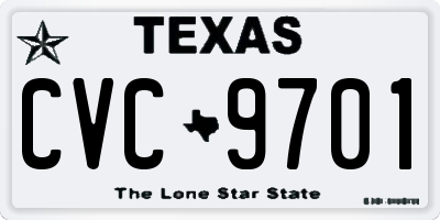 TX license plate CVC9701