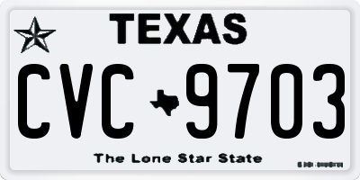 TX license plate CVC9703