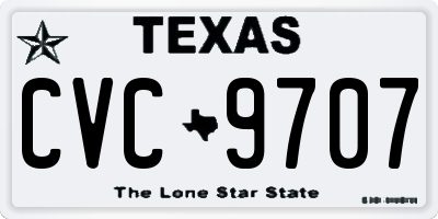 TX license plate CVC9707