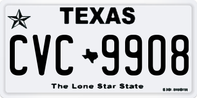 TX license plate CVC9908