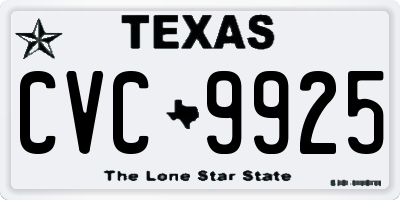 TX license plate CVC9925