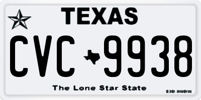 TX license plate CVC9938