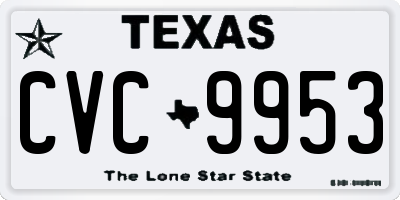TX license plate CVC9953