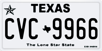 TX license plate CVC9966