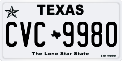 TX license plate CVC9980