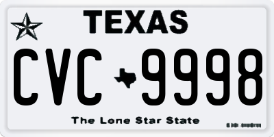 TX license plate CVC9998