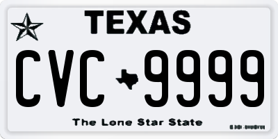 TX license plate CVC9999