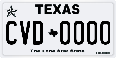TX license plate CVD0000