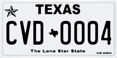 TX license plate CVD0004