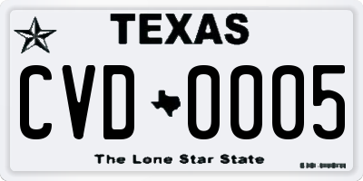 TX license plate CVD0005