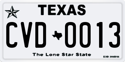 TX license plate CVD0013