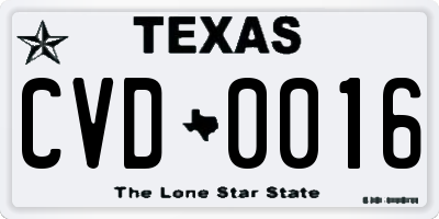TX license plate CVD0016