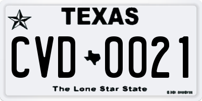 TX license plate CVD0021