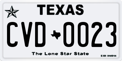 TX license plate CVD0023
