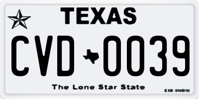 TX license plate CVD0039