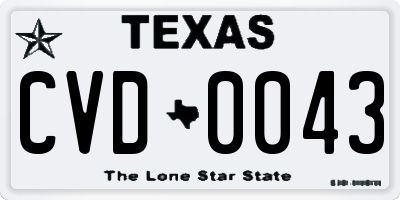 TX license plate CVD0043