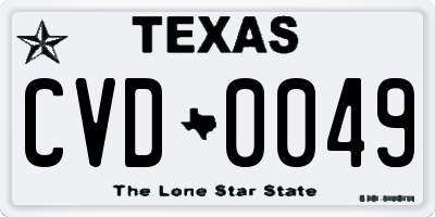 TX license plate CVD0049