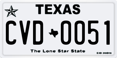 TX license plate CVD0051