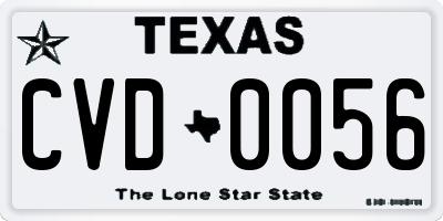 TX license plate CVD0056