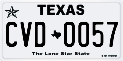 TX license plate CVD0057