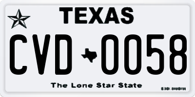 TX license plate CVD0058