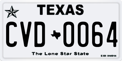 TX license plate CVD0064