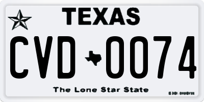 TX license plate CVD0074