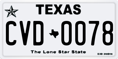 TX license plate CVD0078