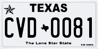 TX license plate CVD0081