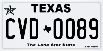 TX license plate CVD0089