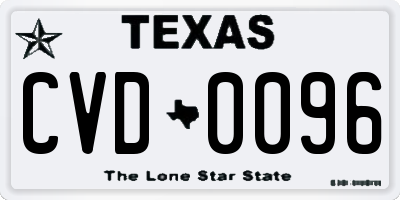 TX license plate CVD0096